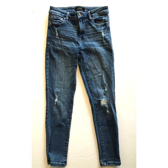 Rachel Roy Women's Medium Wash Distressed Cropped Skinny Jeans - Size 4 - Picture 2 of 10